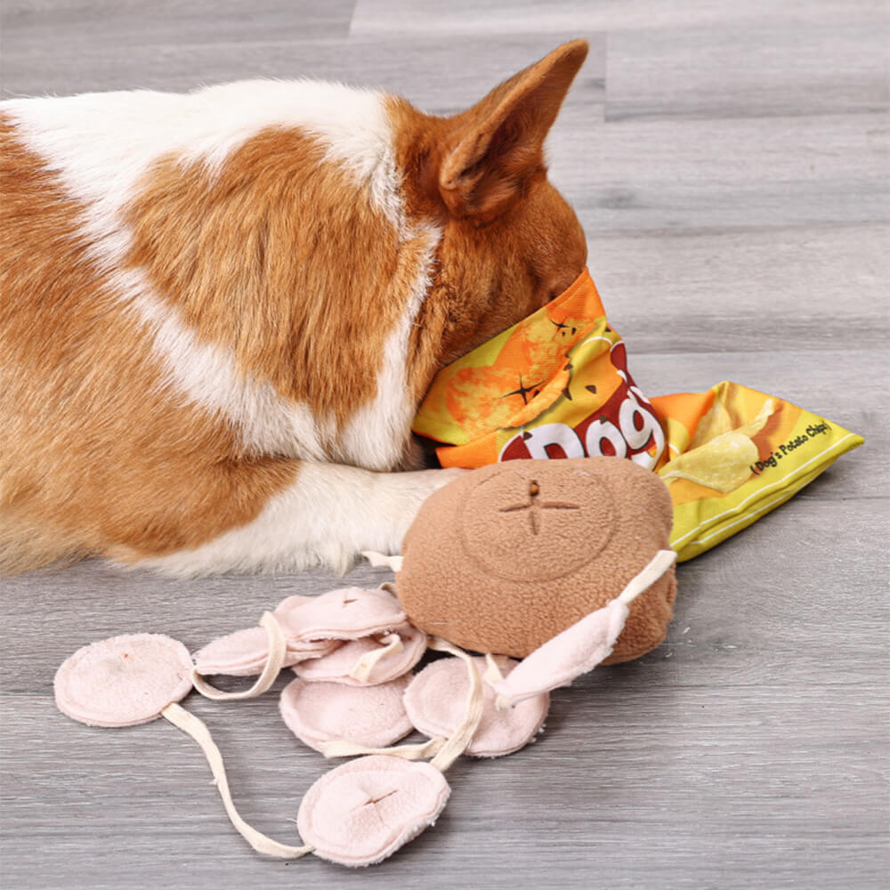 Patatas chips interactivos alimentador lento joya de perro chispeante