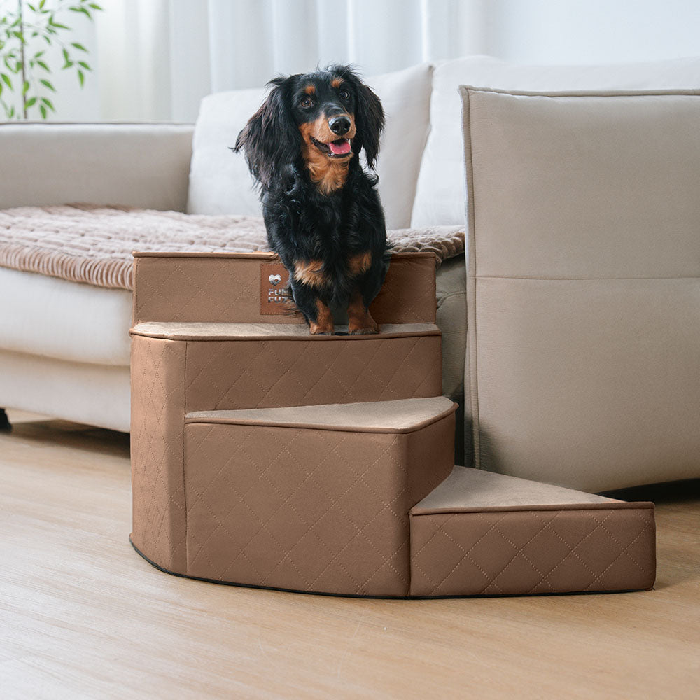 Luxe Water-repellent Faux Leather Removable Spiral Pet Stairs - StepEase