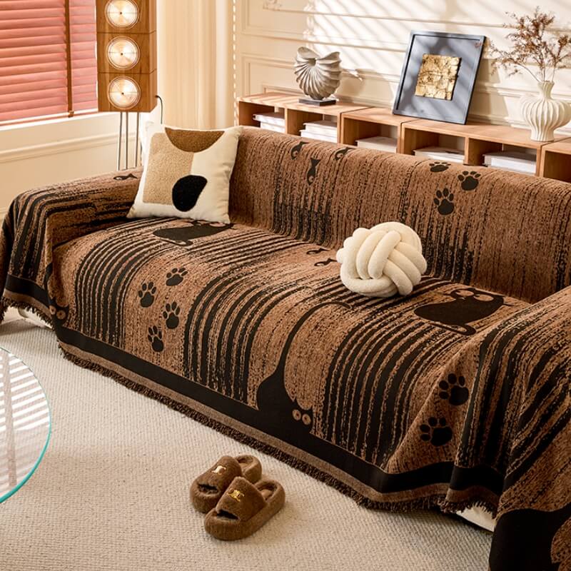 Cartoon PAW estampado Chenille Anti-Scratch Show Couch Tapa
