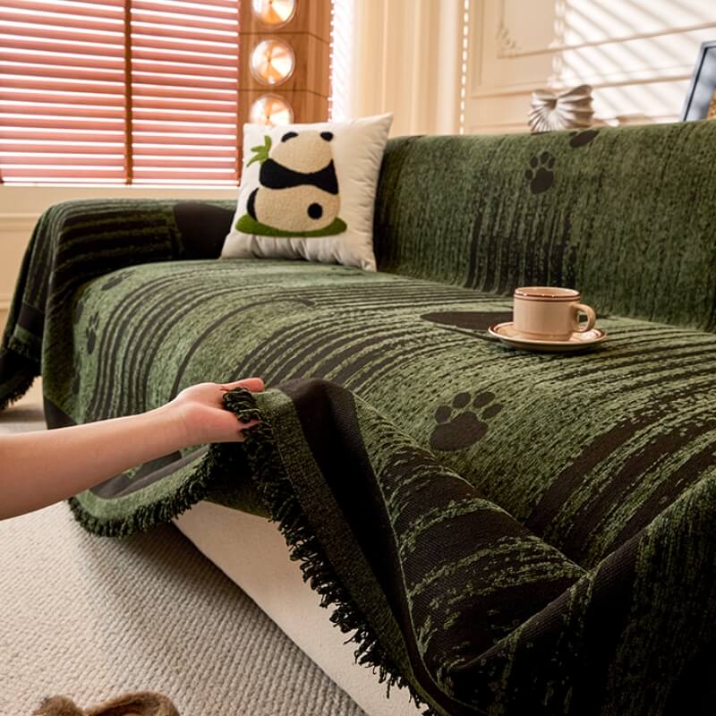 Cartoon PAW estampado Chenille Anti-Scratch Show Couch Tapa