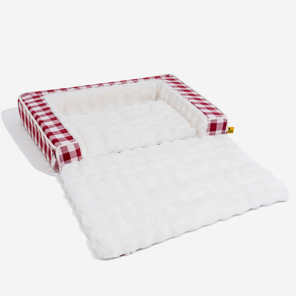 Cama clásica de perros ergonómico a cuadros a cuadros - expandible lavable