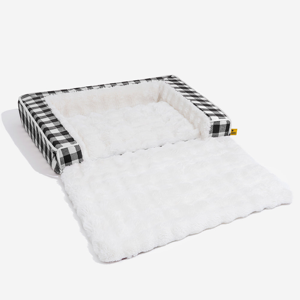 Cama clásica de perros ergonómico a cuadros a cuadros - expandible lavable