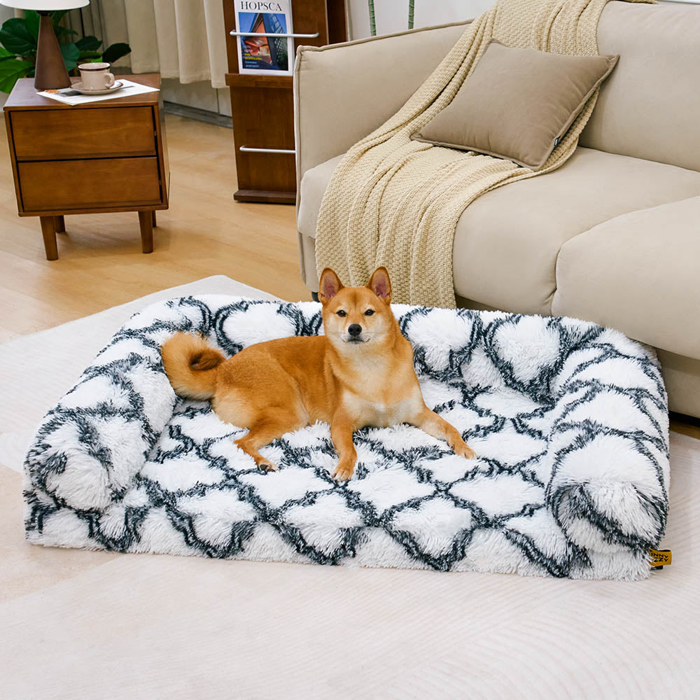 Cama clásica de sofá para perros a cuadros a cuadros - Comodidad acogedora