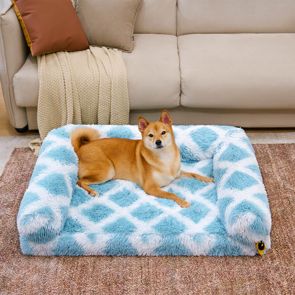 Cama clásica de sofá para perros a cuadros a cuadros - Comodidad acogedora