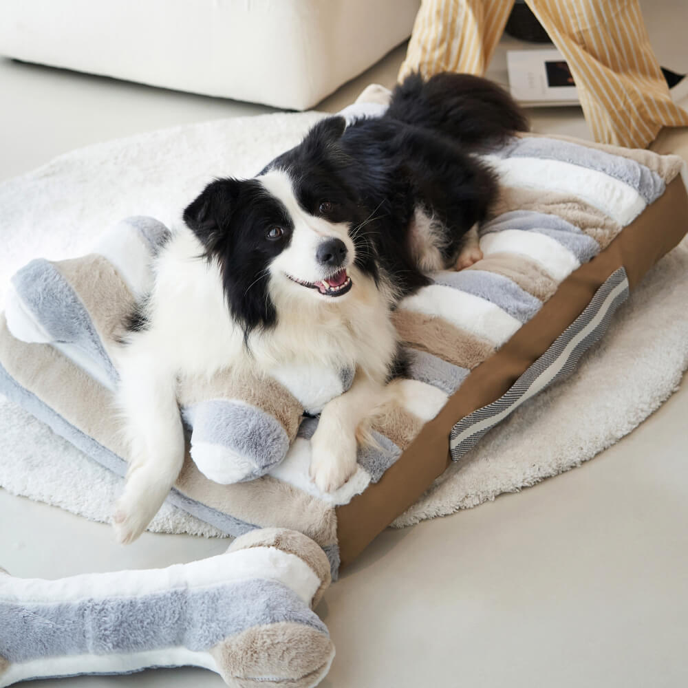 Cama de peluche de lujo de lujo cama para perros con almohada