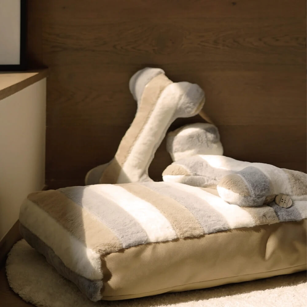 Cama de peluche de lujo de lujo cama para perros con almohada