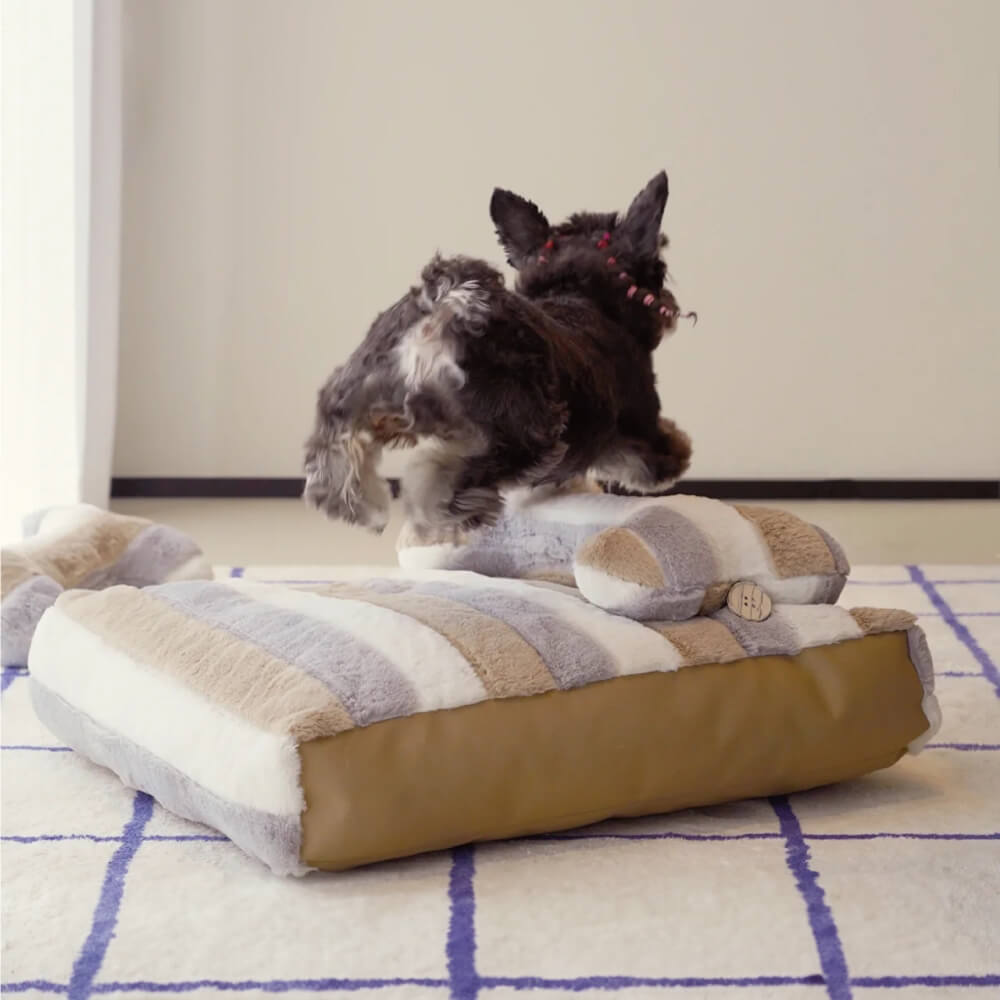 Cama de peluche de lujo de lujo cama para perros con almohada