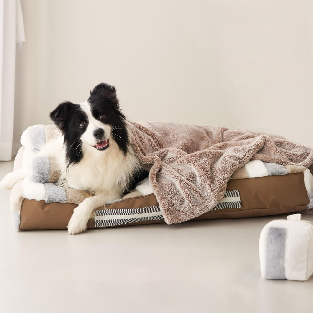 Cama de peluche de lujo de lujo cama para perros con almohada