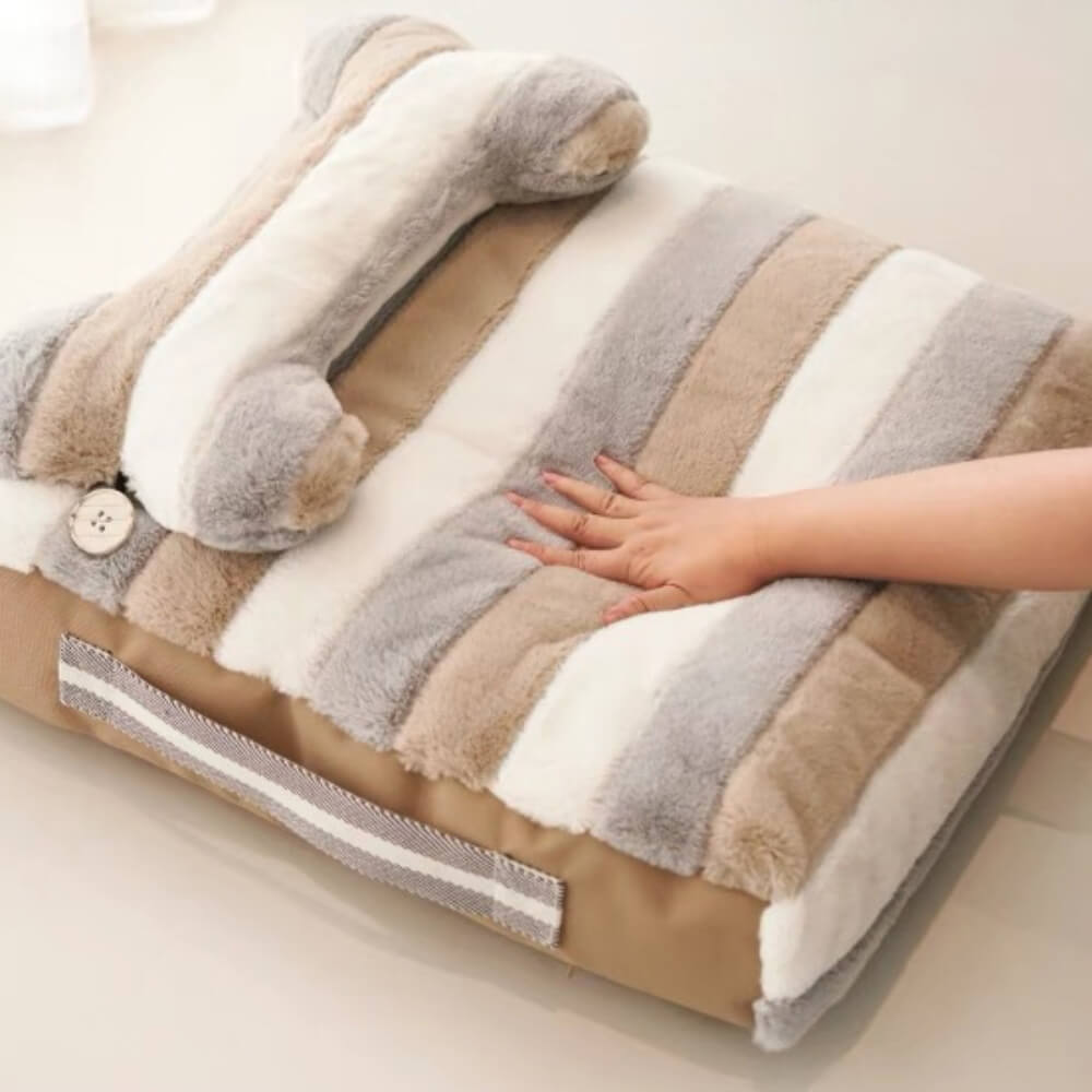 Cama de peluche de lujo de lujo cama para perros con almohada
