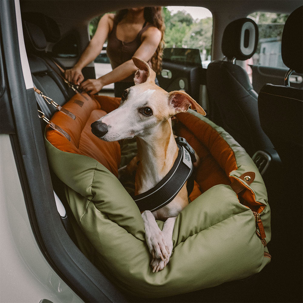 Bedera de asiento de asiento para perros de cuero para perros de gran faux de lujo - Voyager urbano