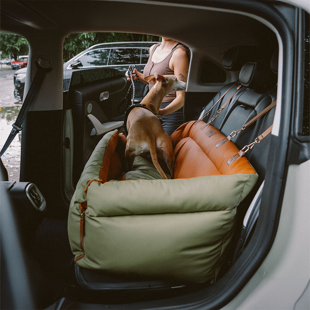 Bedera de asiento de asiento para perros de cuero para perros de gran faux de lujo - Voyager urbano