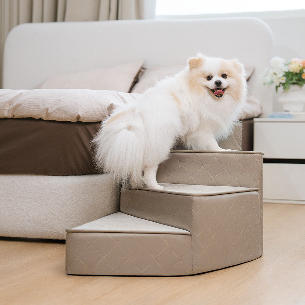 Luxe Water-repellent Faux Leather Removable Spiral Pet Stairs - StepEase