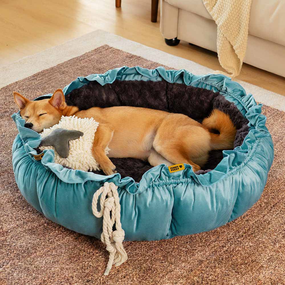 Cama de perros calmante ajustable inspirada en la naturaleza - Nido de felpa