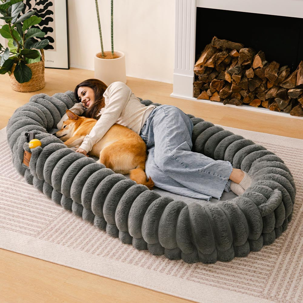 Lenfuga esponjosa grande ortopédico humano-perro Bolster cama de refrescos