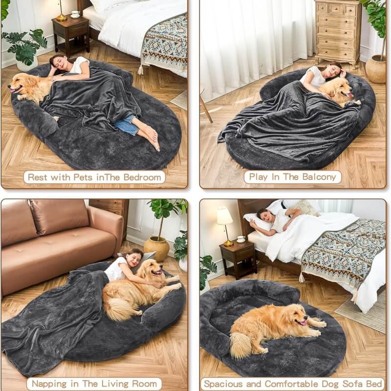 Lenfuga esponjosa grande ortopédico humano-perro Bolster cama de refrescos