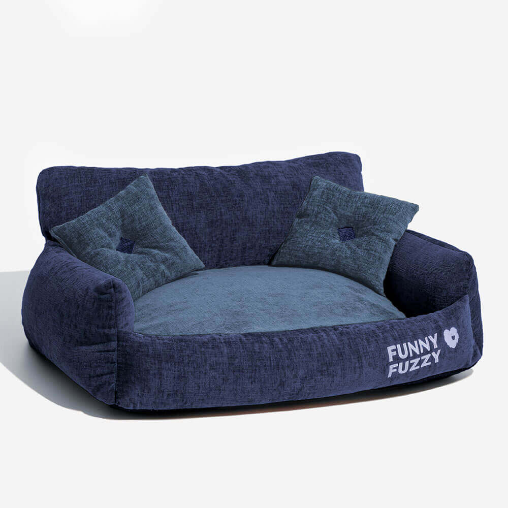 Canapé-lit pour chien et chat en tissu chenille de style vintage