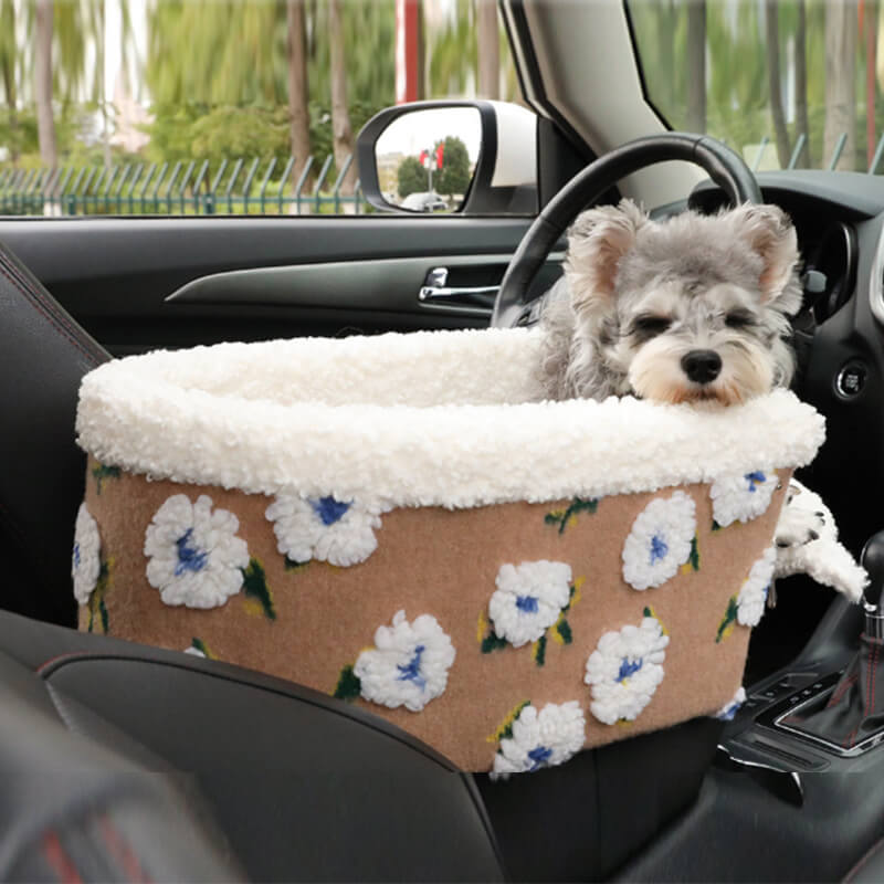Asiento de seguridad para autos para perros de lana de lana de flores