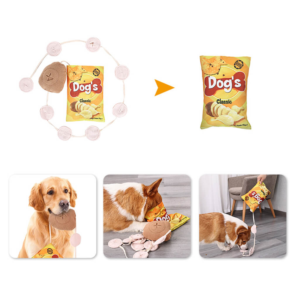 Patatas chips interactivos alimentador lento joya de perro chispeante