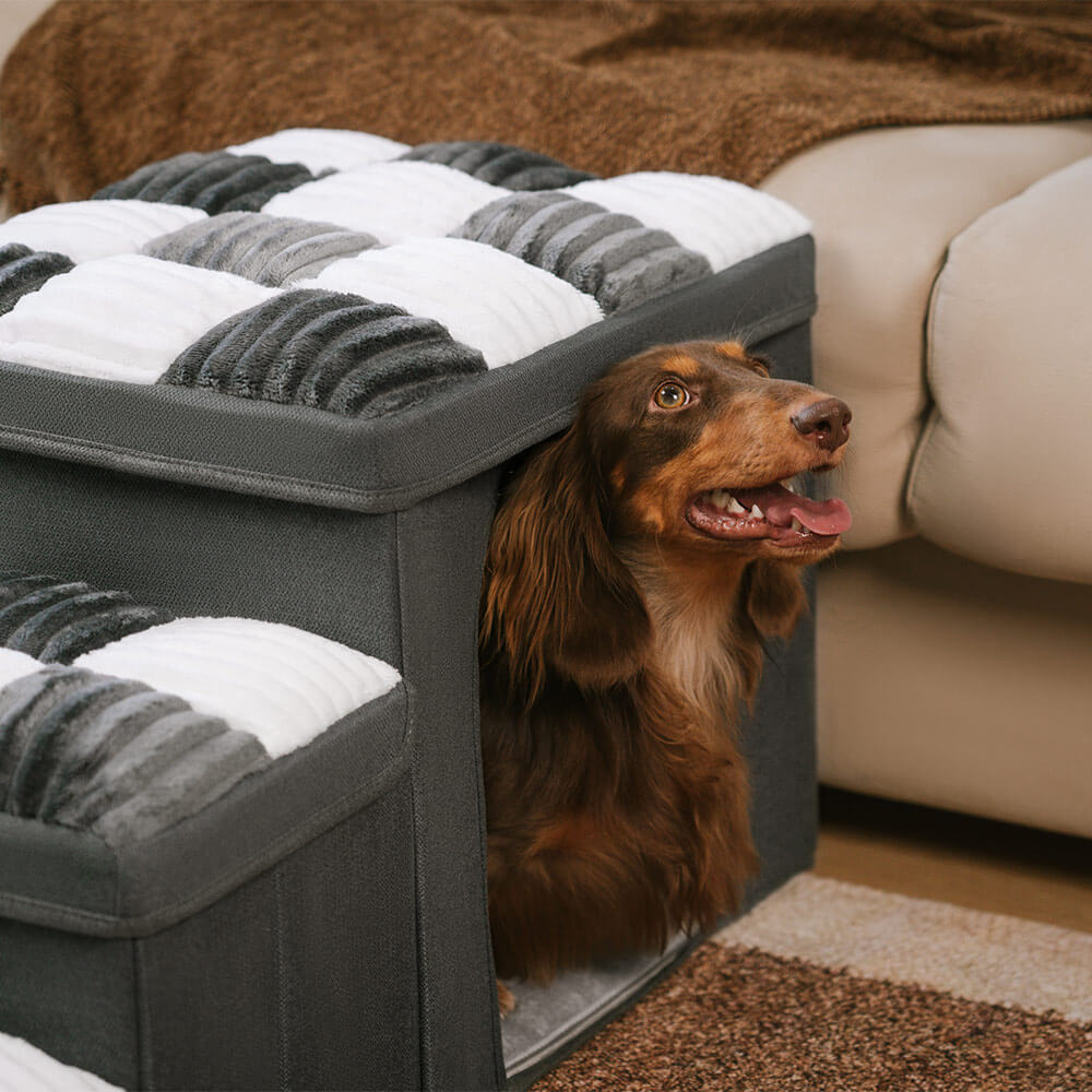 Escaleras para perros hechas a mano con almacenamiento y condominio - Napsteps