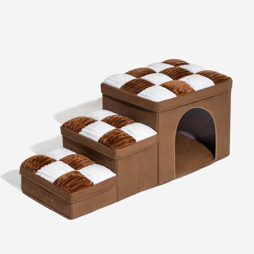 Escaleras para perros hechas a mano con almacenamiento y condominio - Napsteps