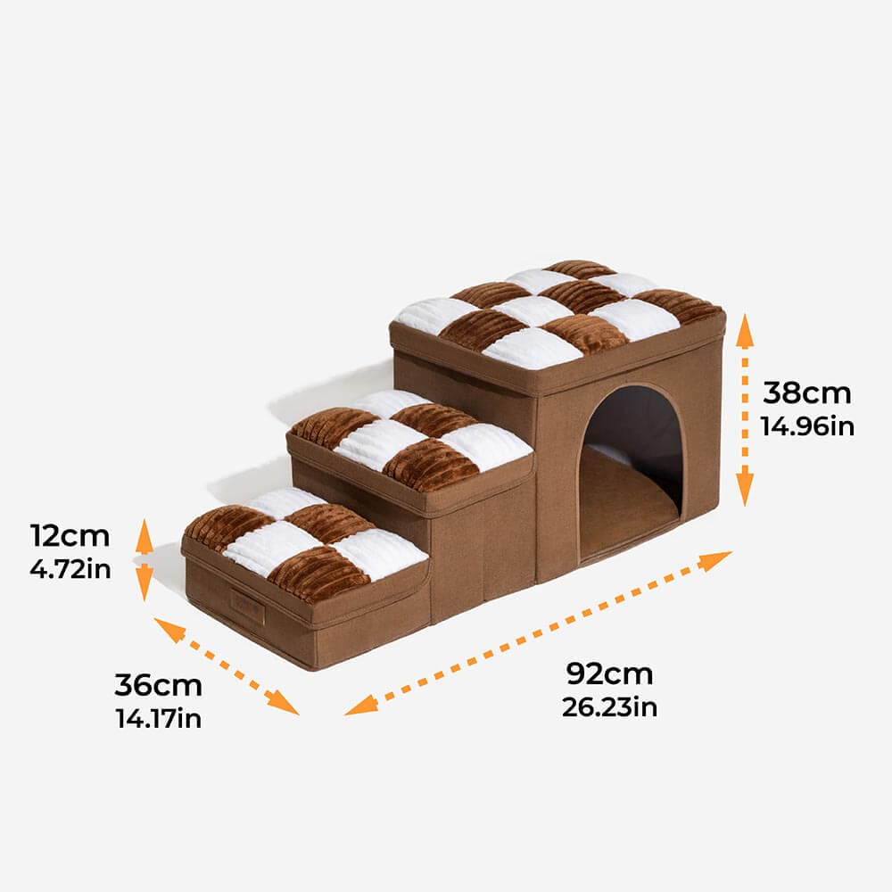 Escaleras para perros hechas a mano con almacenamiento y condominio - Napsteps