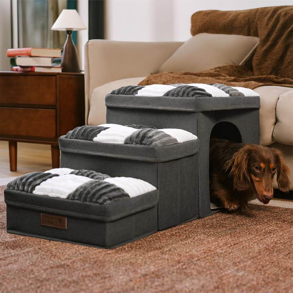 Escaleras para perros hechas a mano con almacenamiento y condominio - Napsteps