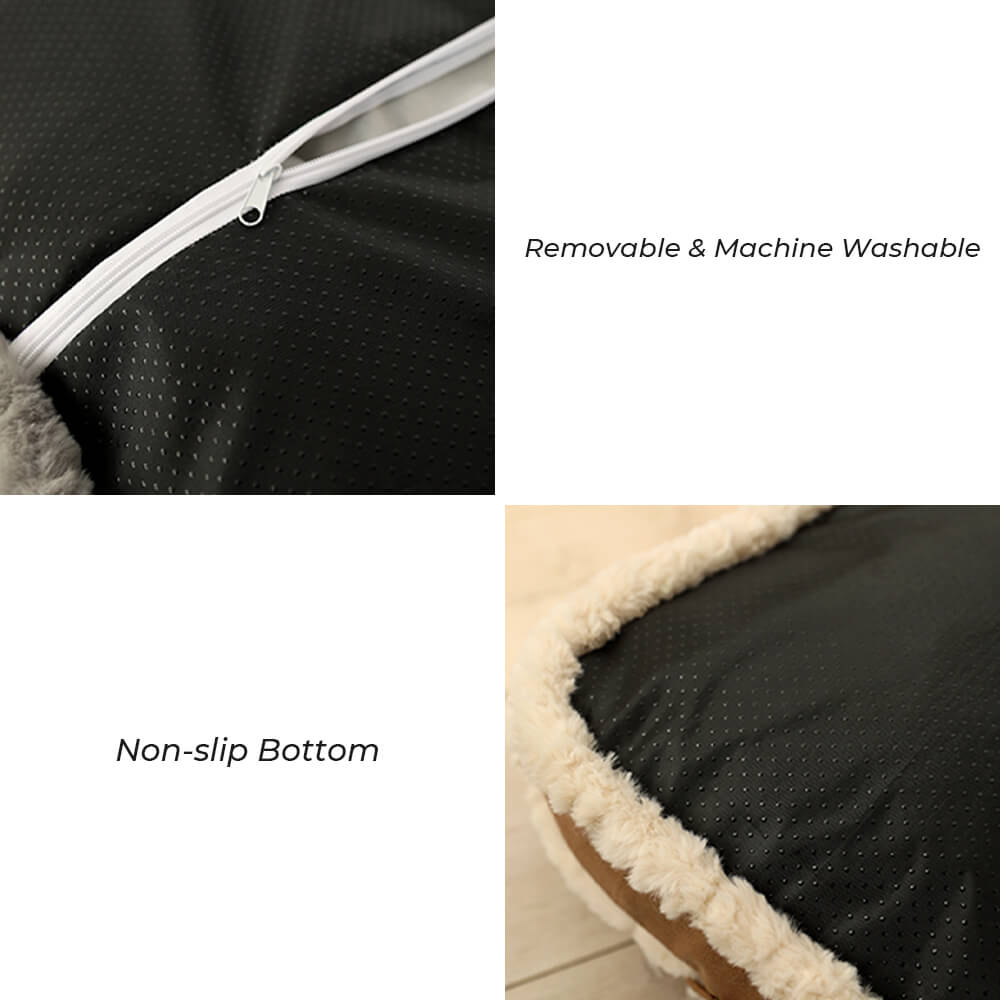 Luxurious Retro Faux Leather Sleep Dipe Did Dog Cama con almohada