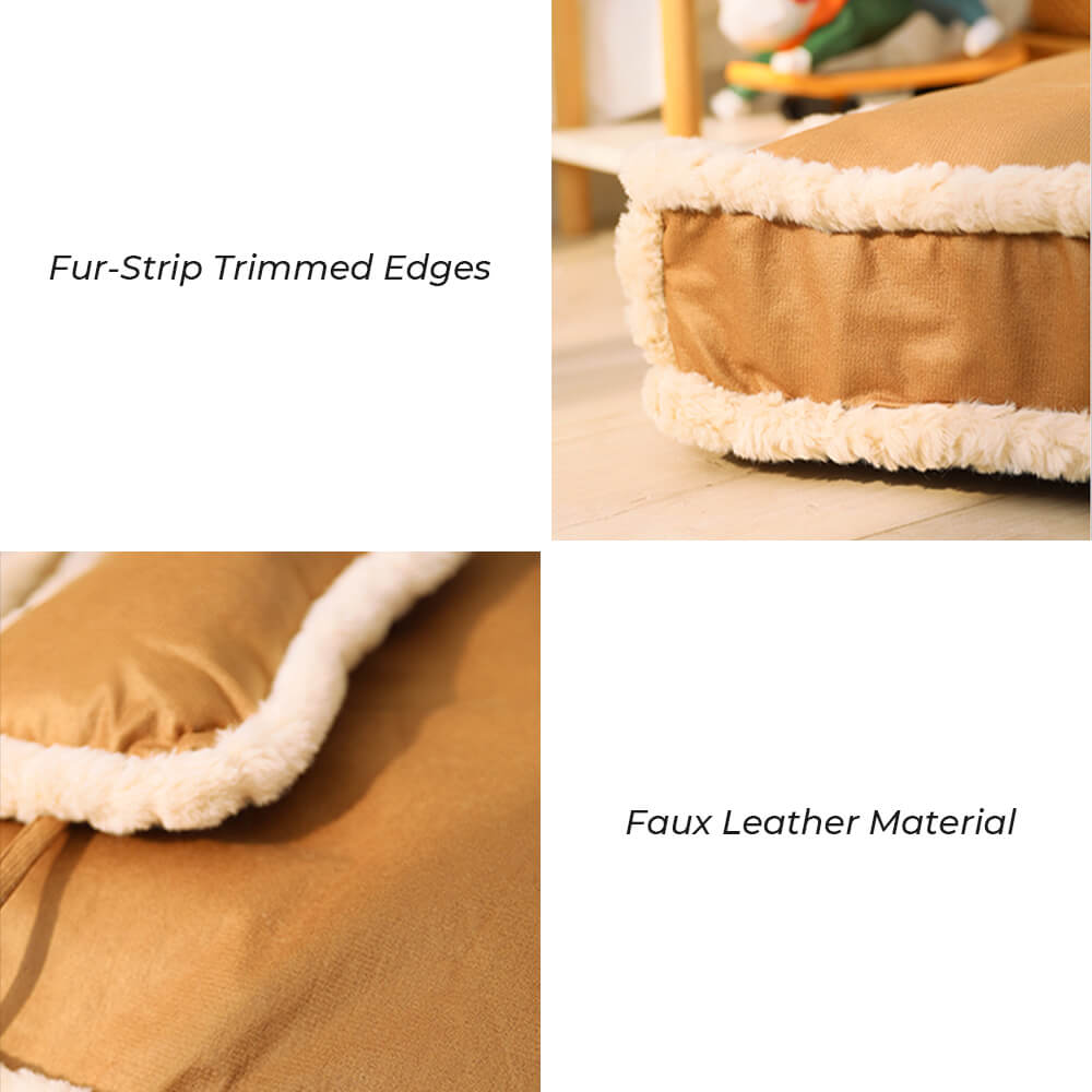 Luxurious Retro Faux Leather Sleep Dipe Did Dog Cama con almohada