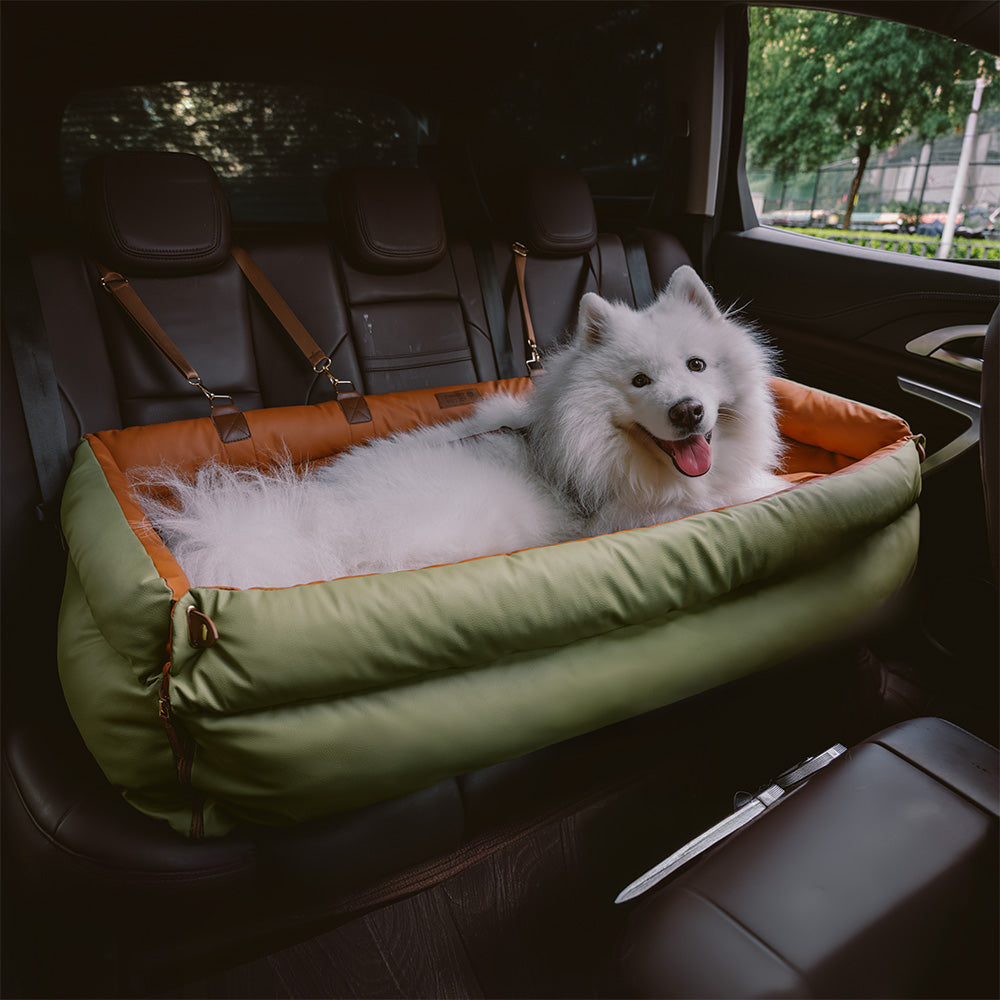Bedera de asiento de asiento para perros de cuero para perros de gran faux de lujo - Voyager urbano