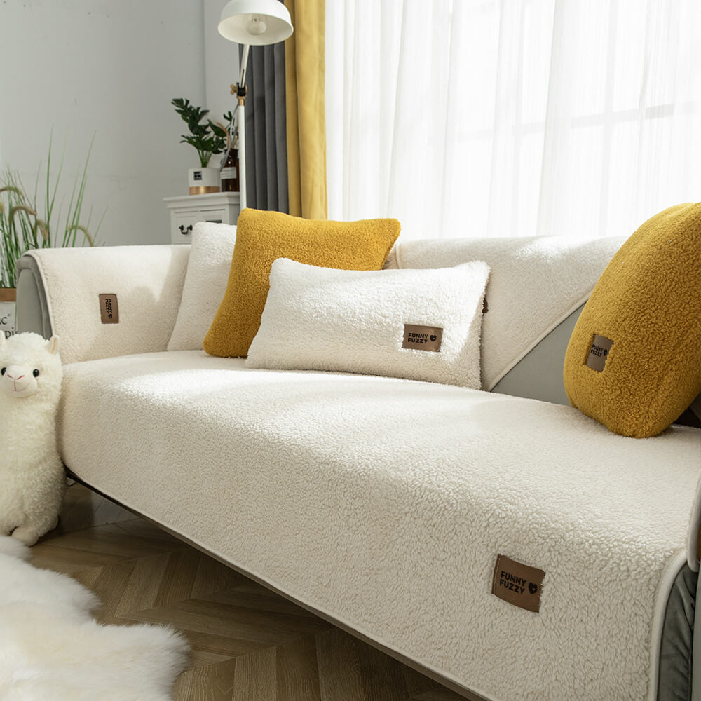Wasserdichter, dicker, flauschiger, rutschfester Couchbezug aus Kunst-Sherpa-Fleece