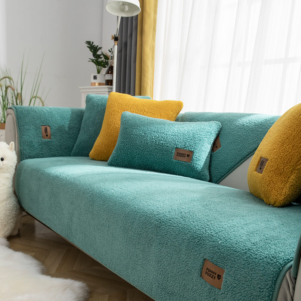 Wasserdichter, dicker, flauschiger, rutschfester Couchbezug aus Kunst-Sherpa-Fleece