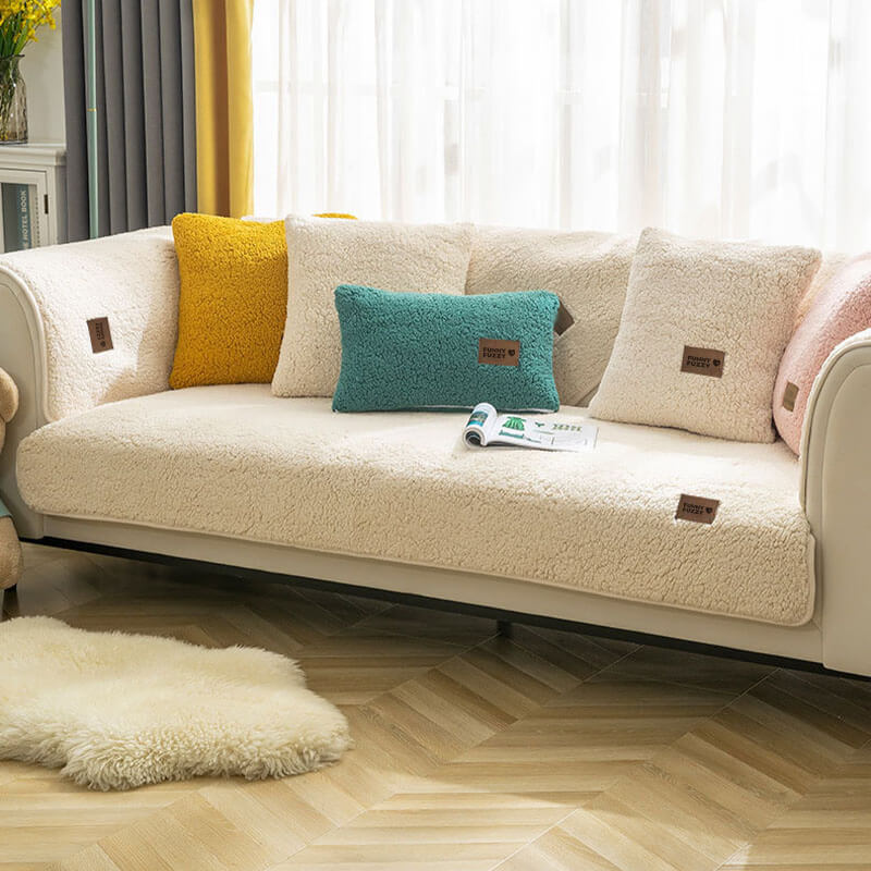 Wasserdichter, dicker, flauschiger, rutschfester Couchbezug aus Kunst-Sherpa-Fleece