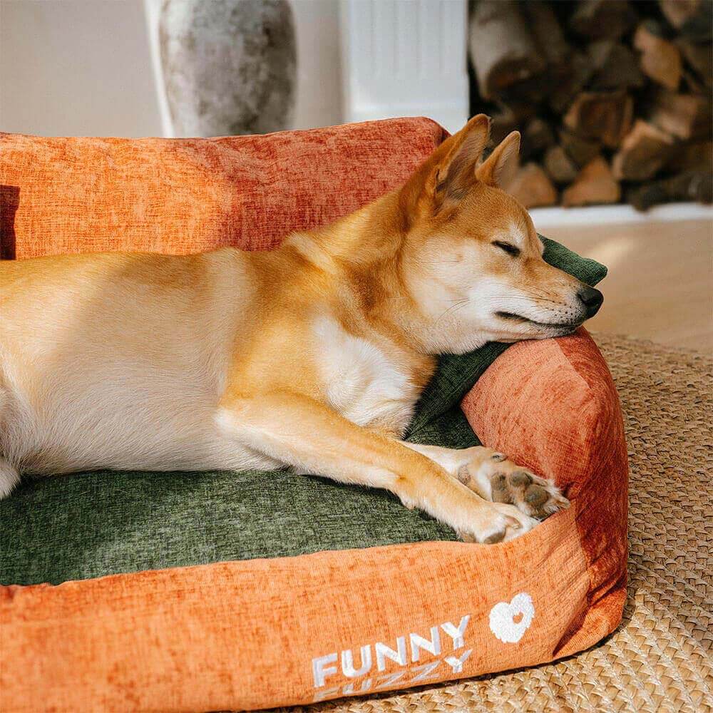 Canapé-lit pour chien et chat en tissu chenille de style vintage